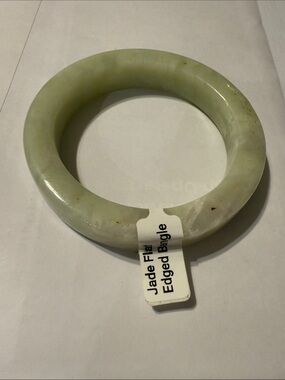 Pale Green Genuine Jade Bangle Bracelet